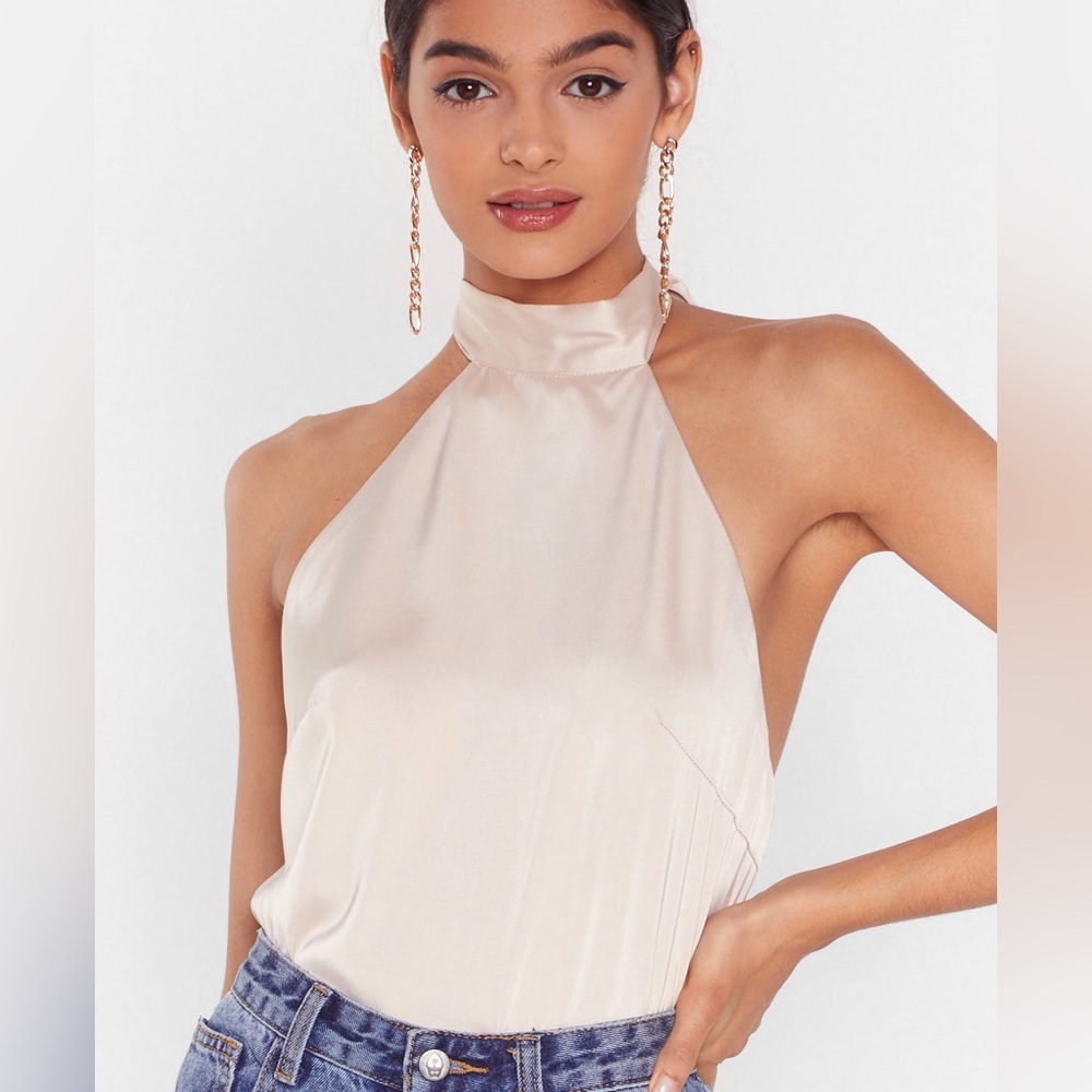 Nasty Gal Satin Halter Top